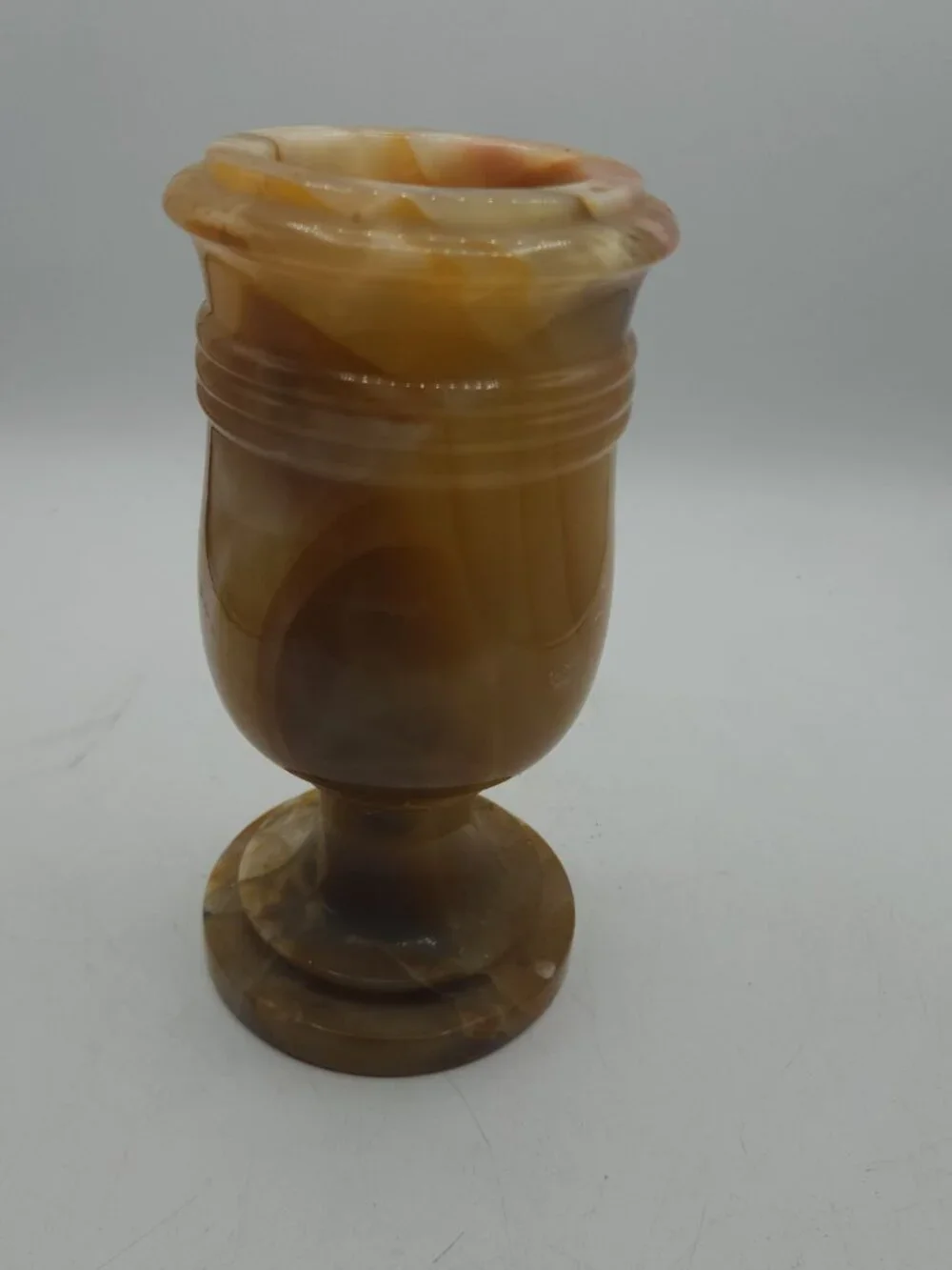 Vintage Cream and Brown Stone Marble Onyx Planter Decorative - 8
